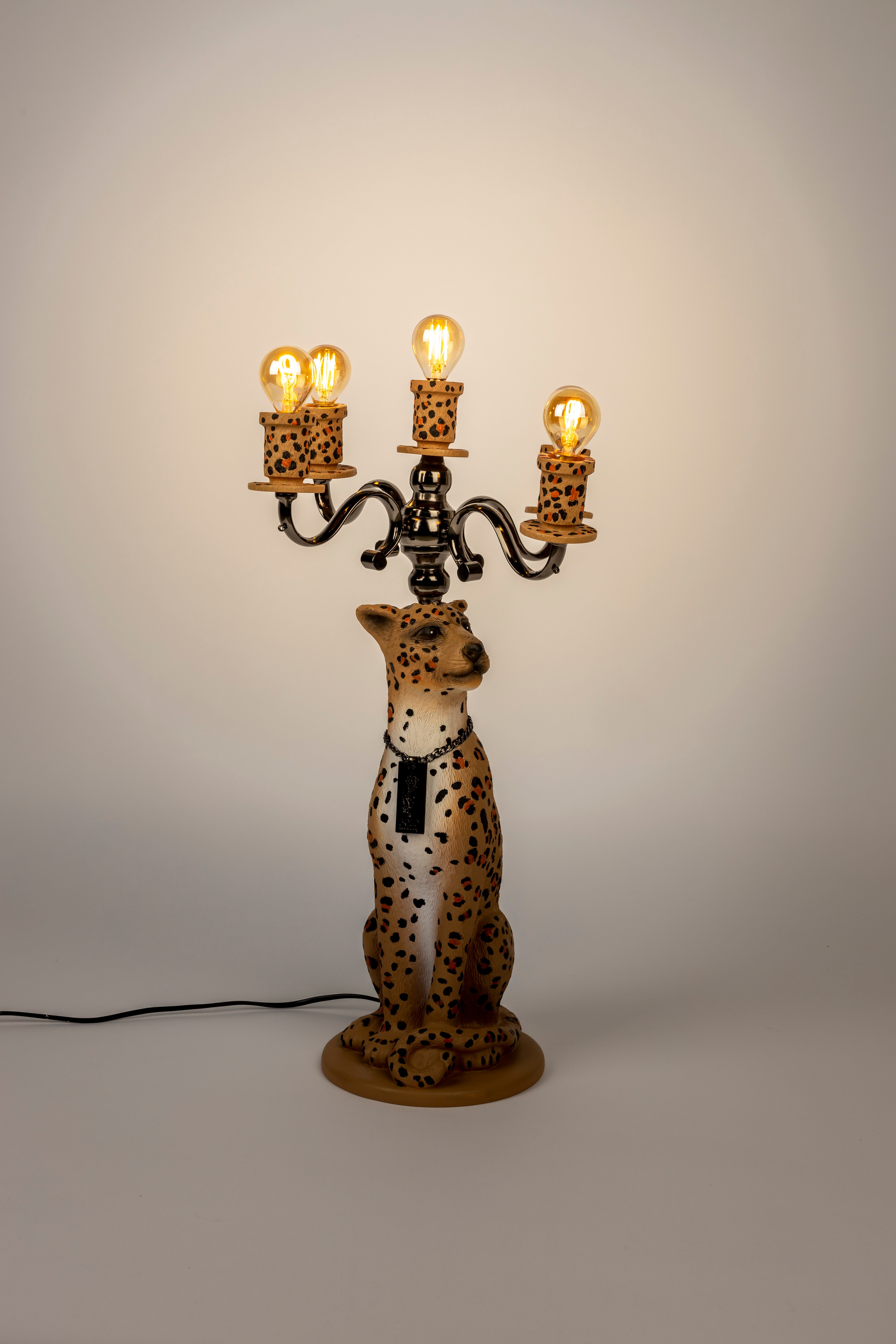 Bold Monkey Proudly Crowned Panther Spotted Floor Lamp